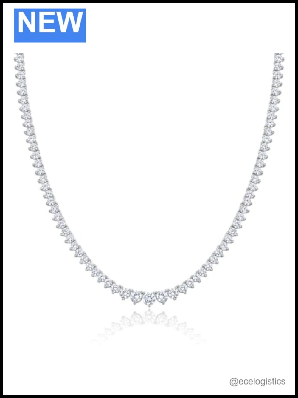 18K Gold Plated Tennis Necklace 3mm Round Cubic Zirconia 16 Inch